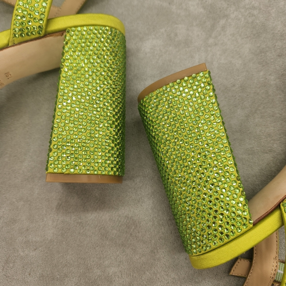 ANTONIO MELANI Lime Green Crystal Platform Sandals - Picture 11 of 15
